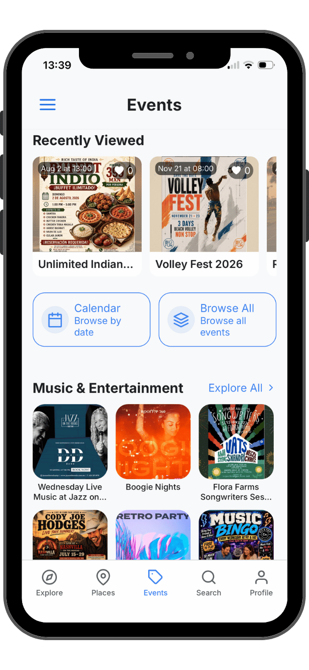 App's Events Screen
